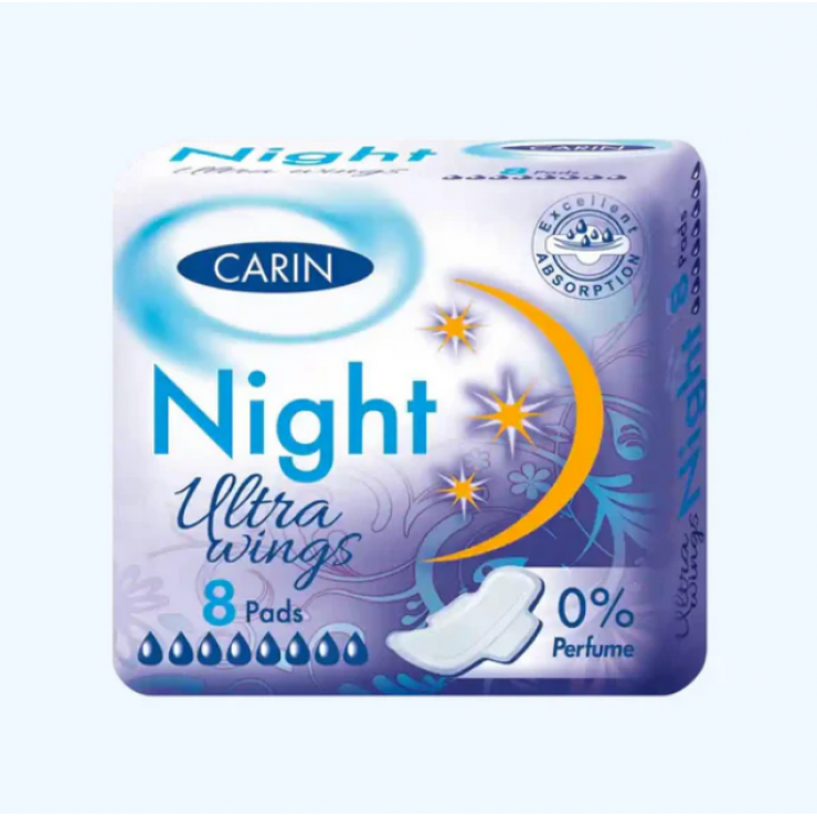 Прокладки Carin Ultra Night Wings 8 шт