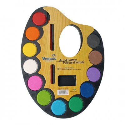 Краски акварельные с кисточкой 12 цветов Artist Palette Vneeds